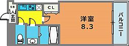 神戸山手アパートメント 3階1Kの間取り