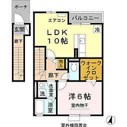 ヴィラ・シャロムB 1LDKの間取図画像