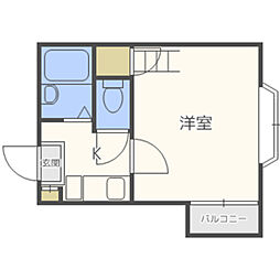 アクアフレスカ六本松 1Kの間取図画像