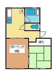 コーポ高美B 2LDKの間取図画像