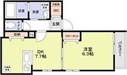 京成本線 菅野駅 徒歩6分の賃貸アパート 2階1DKの間取り