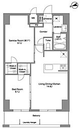 プリマステラ 13階1SLDKの間取り