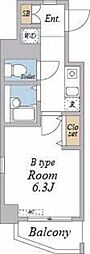 EXIA元住吉 1Kの間取図画像
