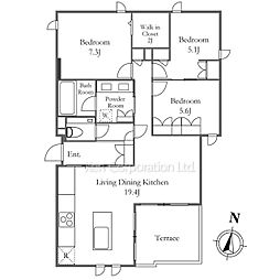 グリーンスクエア北参道 1階3LDKの間取り