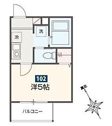 ゴールデンハウス平井 1階1Kの間取り