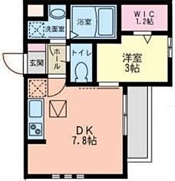 ラシーネ磯子 1階1DKの間取り