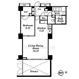 パークアクシス代官山 1階1LDKの間取り
