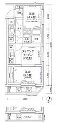 アイルプレミアム向島 2DKの間取図画像