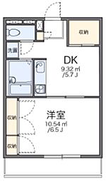 レオパレスフューチャー 1DKの間取図画像