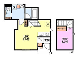 新潟市中央区田中町アパート 1LDKの間取図画像