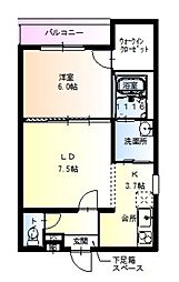 フジパレス萱島 1LDKの間取図画像