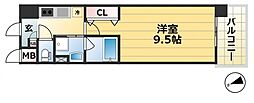 ヘスティア神戸 1Kの間取図画像