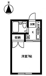 ウエストハイム谷戸 1Kの間取図画像