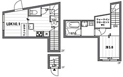 JR中央線 中野駅 徒歩3分の賃貸マンション 2階1LDKの間取り