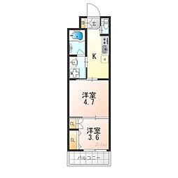 ウェルスクエア京都智恵光院 3階2Kの間取り