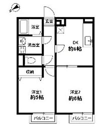 Amour友 2DKの間取図画像