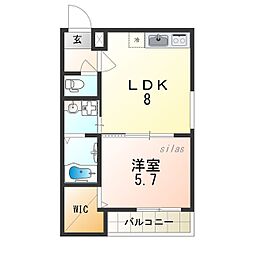 阪急京都本線 上新庄駅 徒歩4分の賃貸アパート 2階1LDKの間取り