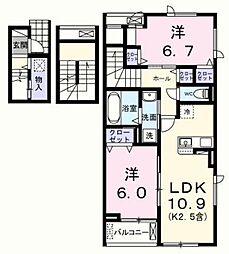 エール アン 3階2LDKの間取り
