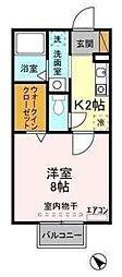 ボンヌ・シャンス八幡 2階1Kの間取り