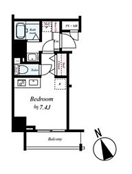 都営浅草線 戸越駅 徒歩6分の賃貸マンション 7階ワンルームの間取り