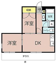 ウイングイーストD 2DKの間取図画像