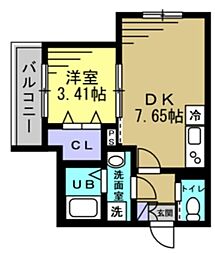 SUN HORIZON I 3階1DKの間取り
