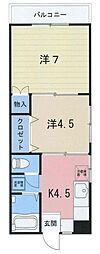 小杉ビル 4階1LDKの間取り