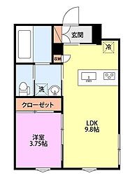 アーバンブランチ鳥屋野南 1階1LDKの間取り