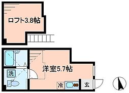 ポモドーロ蒲田 1階ワンルームの間取り