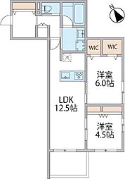 パークアヴェニュー湘南辻堂 北棟 2LDKの間取図画像