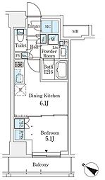 テラス駒込イースト 1DKの間取図画像