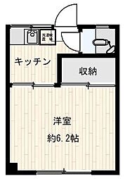 奥村荘 2階1Kの間取り