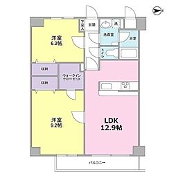 クレストコート 4階2LDKの間取り