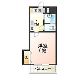 ラフォーレ中之町 1Kの間取図画像