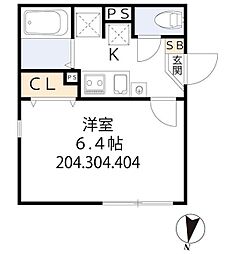 グラシア・ベイ大森 2階1Kの間取り