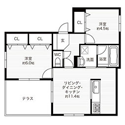 CoLaBo甲子園高潮 2LDKの間取図画像