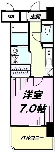 東京都青梅市河辺町１０丁目(賃貸マンション1K・6階・25.74㎡)の写真 その2