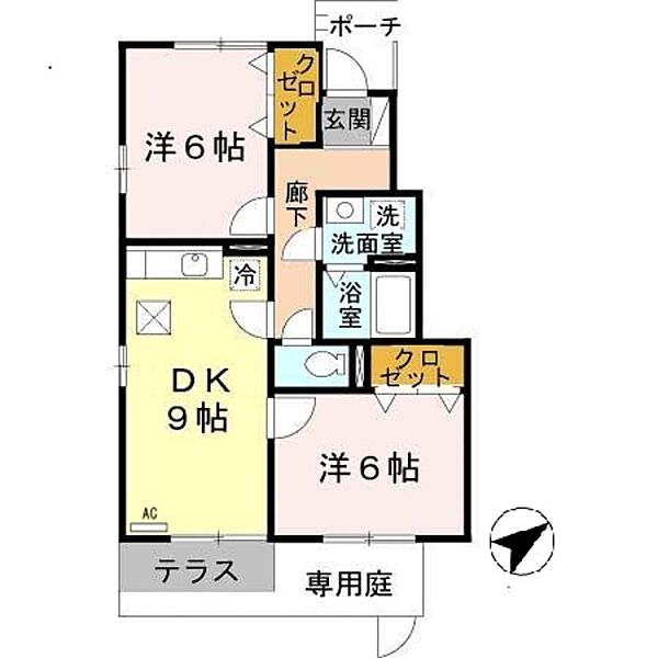 和歌山県和歌山市栄谷(賃貸アパート2DK・1階・51.15㎡)の写真 その2