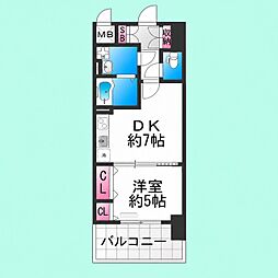 シティーコート堺駅前ロータリー 1DKの間取図画像