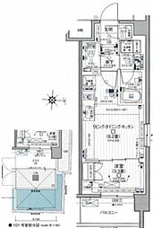デュオステージ中山 1DKの間取図画像