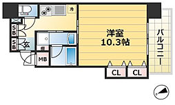 エスティ・ロアール神戸西 6階1Kの間取り