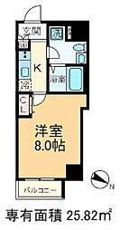 メイクスデザイン東十条 4階1Kの間取り