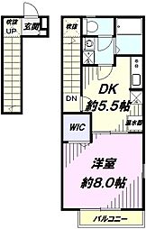 モンチャテウ 2階1DKの間取り