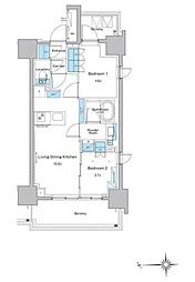 ルフォンプログレ門前仲町プレミア 15階2LDKの間取り