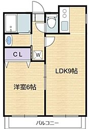 ヴィラ高石 1LDKの間取図画像