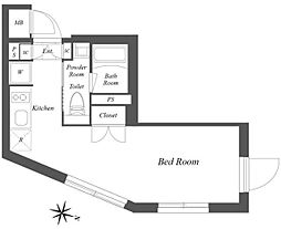 ASTILE西新宿 5階ワンルームの間取り