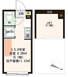 ハーモニーテラス落合 ワンルームの間取図画像