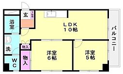 クレストハウス 2LDKの間取図画像