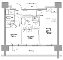 東京メトロ東西線 行徳駅 徒歩1分の賃貸マンション 10階2LDKの間取り