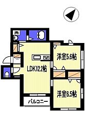 パピルス2015 2LDKの間取図画像